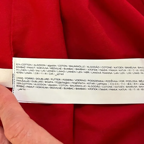 MANGO - MNG Suit Red & White Striped Mini Skirt w Zipper Cotton Linen Blend XS - Picture 9 of 13